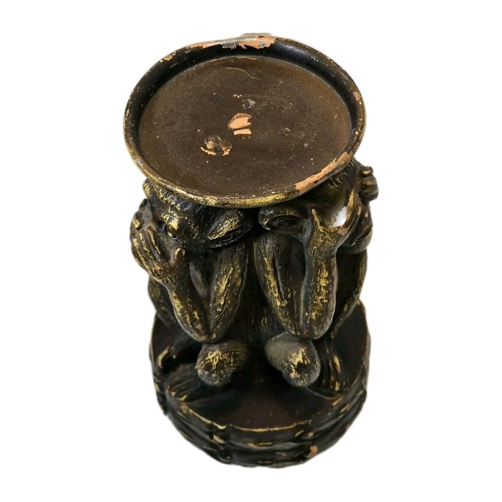 🐒 Monkey See No Evil, Hear No‎ Evil, Speak No Evil Pillar Jar Candle Holder - Picture 4 of 6